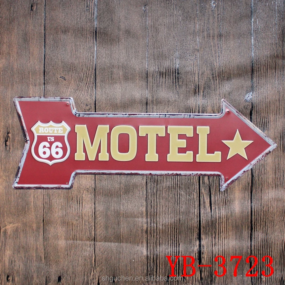 Garage Motel Route 66 Beer Exit Gas Oil Beach Lounge Retro Arrow Metal Tin Signs embossed vintage metal plate