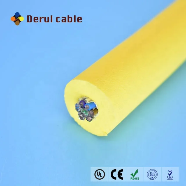 Rov tether flexible underwater umbilical cable 4 cores with 3 twisted pair rov drones cable