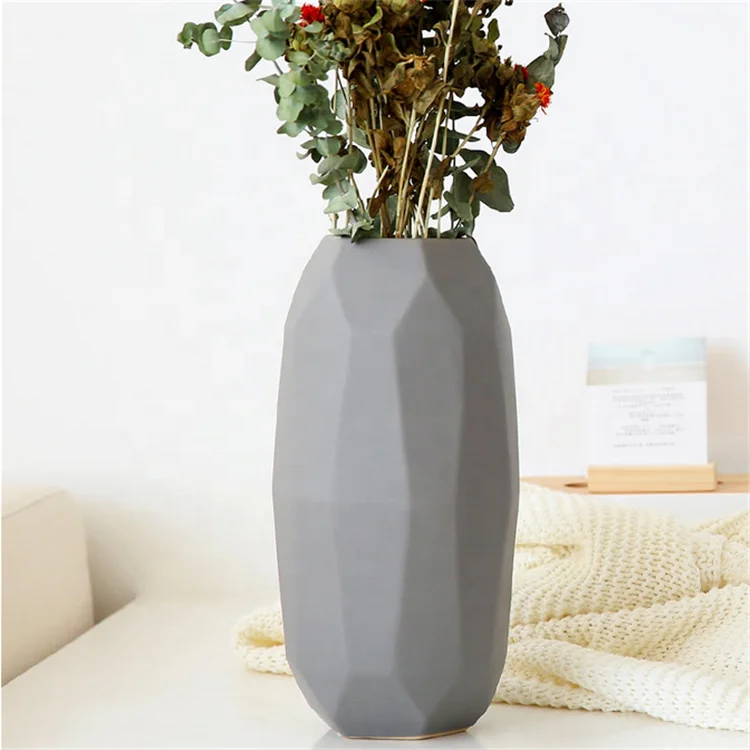 Hot selling geometric cutting  antique moroccan ceramic vase / oriental porcelain vases