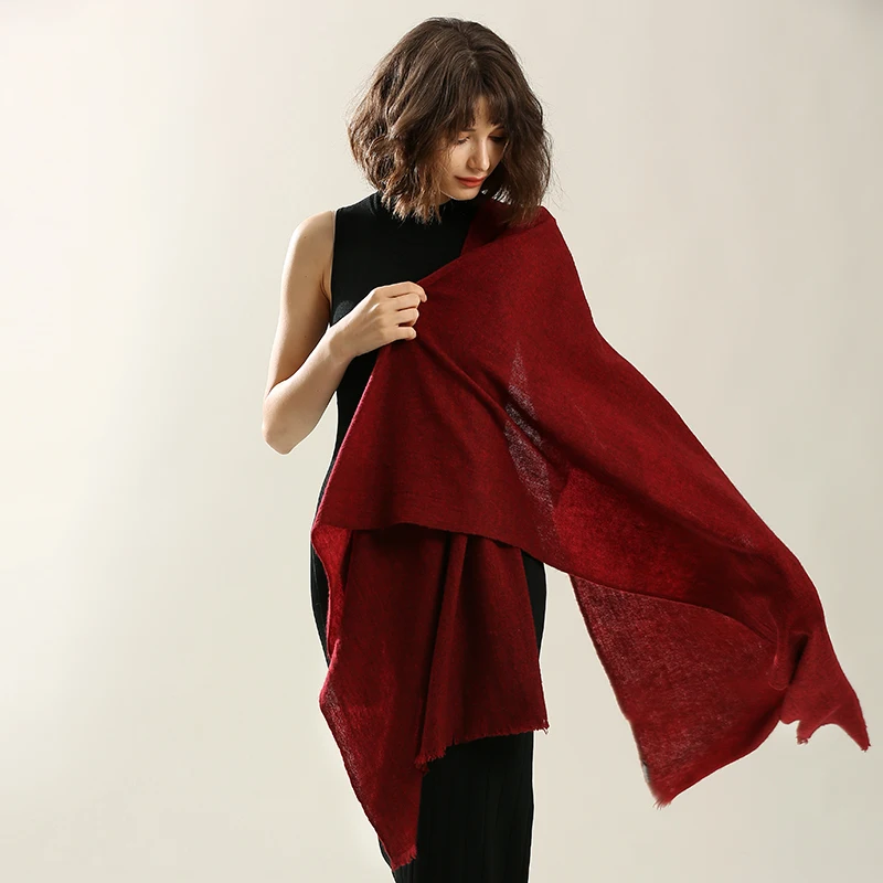 inner mongolian ladies winter plain color 50% yak wool 50% lambs wool scarf shawl designer custom logo men wool luxury jfmnr