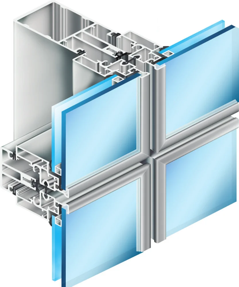 Алюминиевая стена-занавеска со стеклом