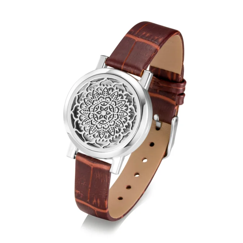 Aromatherapy locket for jewelry bracelets Essential oil diffuser women leather bangle watch