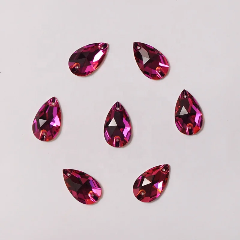 YANRUO  3230 All Sizes Fuchsia Drop Flatback Sew On Crystal Strass Loose Rhinestone Beads For Garment Accessories
