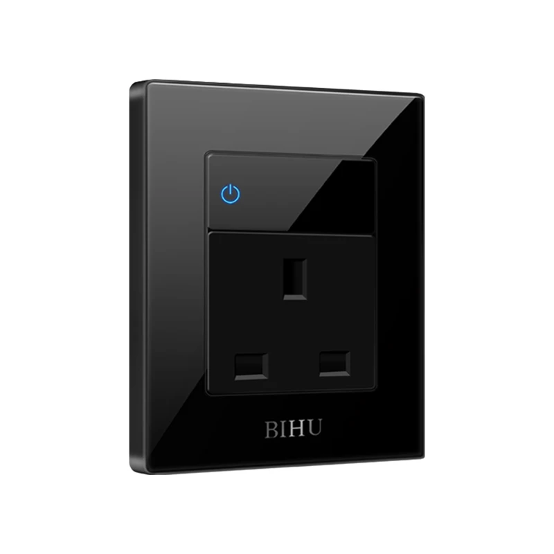 Black UK Standard Double bs standard sockets with switch