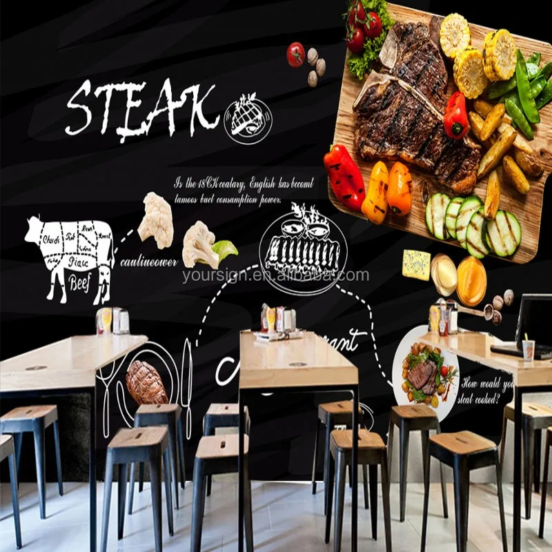 personalized modern wallpaper for fast food restaurant decoration