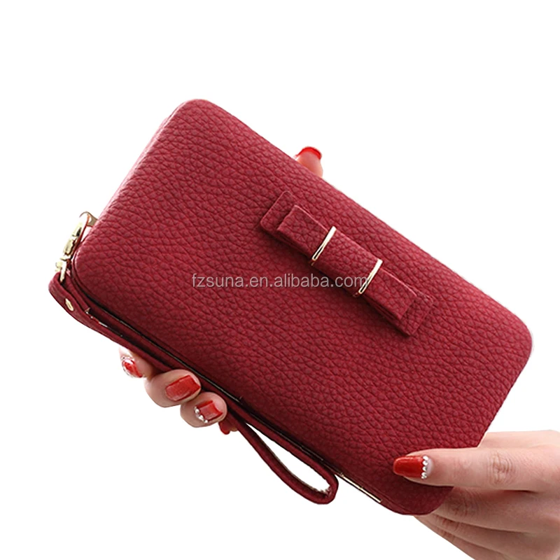 Bow-tie Purse Women Leather Wallet Female Cellphone Money Bag Clutch Card Ladies  Wallet