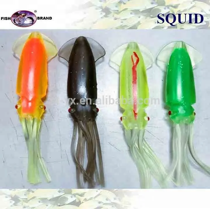 Hot Sale fishing net china factory the New Fishing Lures Soft Squid Lure Durable Saltwater Glow PVC Lure