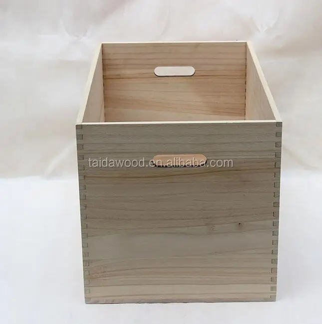 cheap paulownia wood box , crate wooden storage box ,No lid