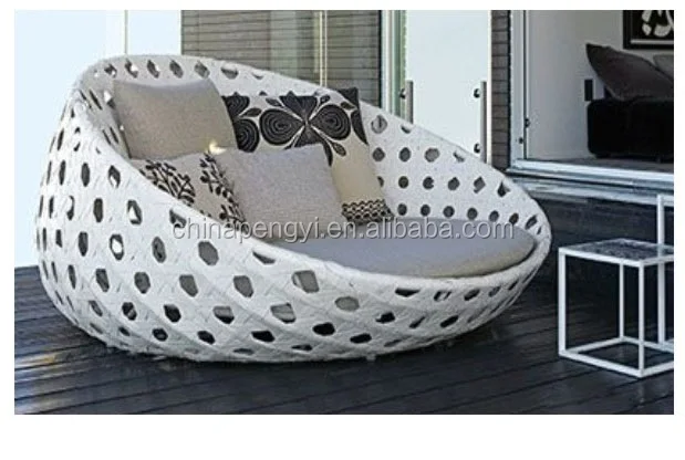 Outdoor Wicker Patio Espresso Canopy Bed with Red Cushions by roots