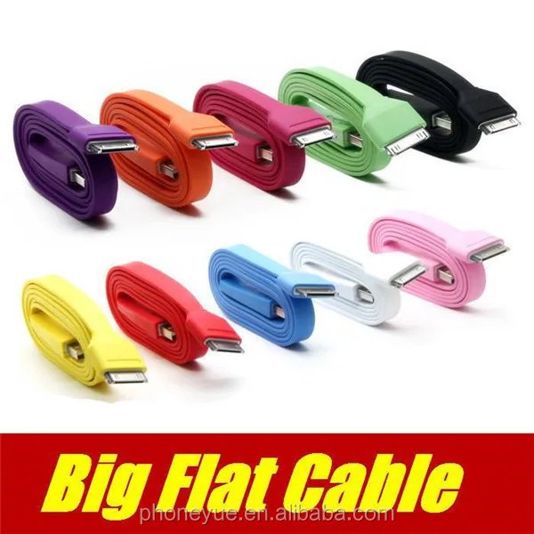 Большой красочный плоским micro usb кабель для android мобильный и для iphone4/4S