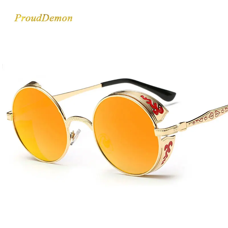 W8094 Men Women Fashion Glasses Brand Designer Retro Vintage UV400 Glasses Round Metal Steampunk Sunglasses