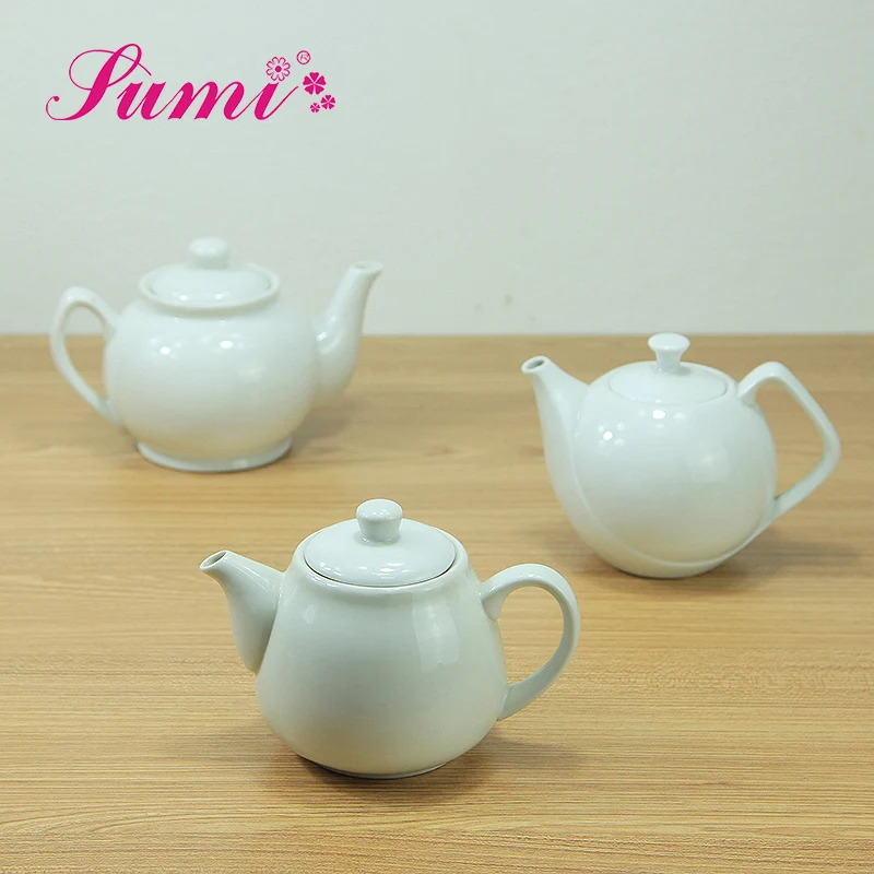 MOQ 200 China supply wholesale hotel restaurant white teapot bulk cheap ceramic teapot