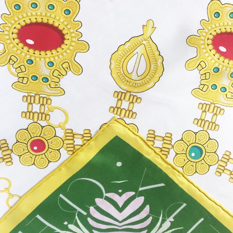 Custom Print Personalized 100% Silk Twill Neckerchief Scarf With Hand Rolled Hem