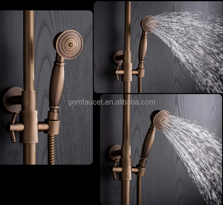 
exposed wall mount antique shower column set 