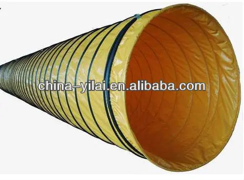 Fire resistance PVC mine flexible ventilation duct/ tunnel duct with eyelet and zipper