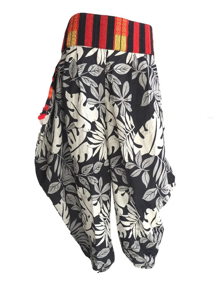 Thai Ladies Baggy original Brand Elastic Waist Korean Style Harem Corduroy Lady Pants