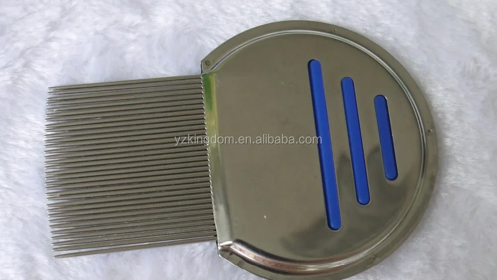Stainless Steel Grooved Pins Lice Nit Louse Flea Tick Removing Comb With Three Anti Slip Insert