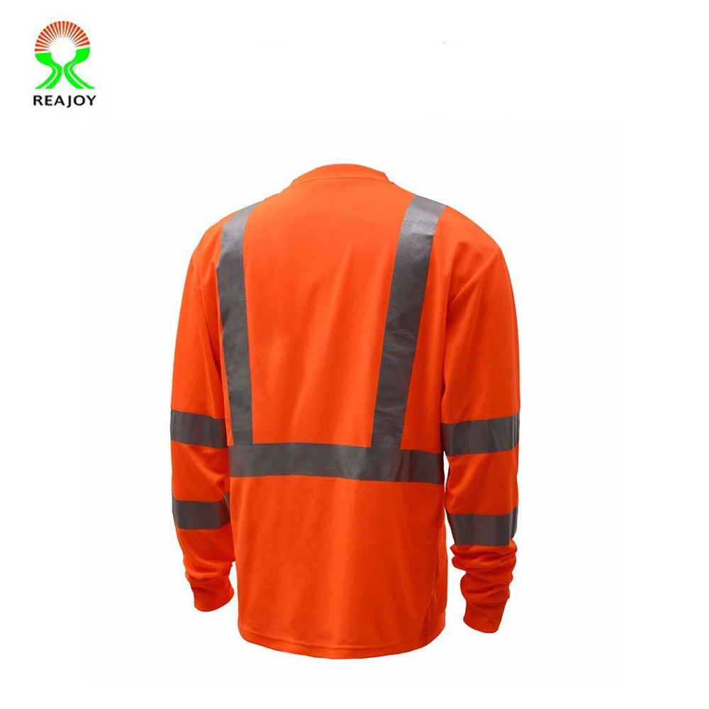 High Visibility Road Safety Construction Work T Shirt Long Short Sleeve Class 3