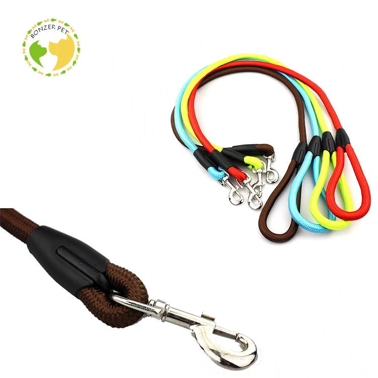 Colorful Nylon Braided Rope Metal Clips Dog Leash