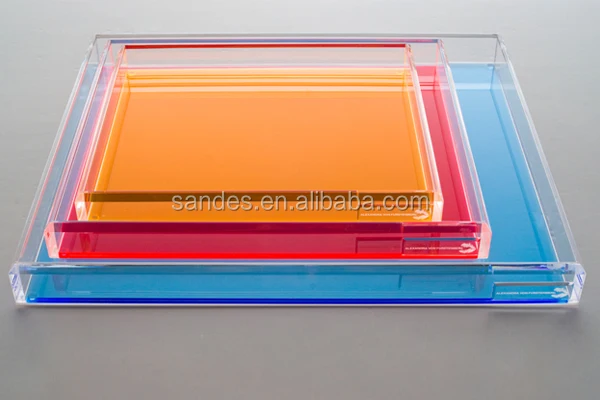 Attractive Design Clear Plastic Serving Tray with Various Colors