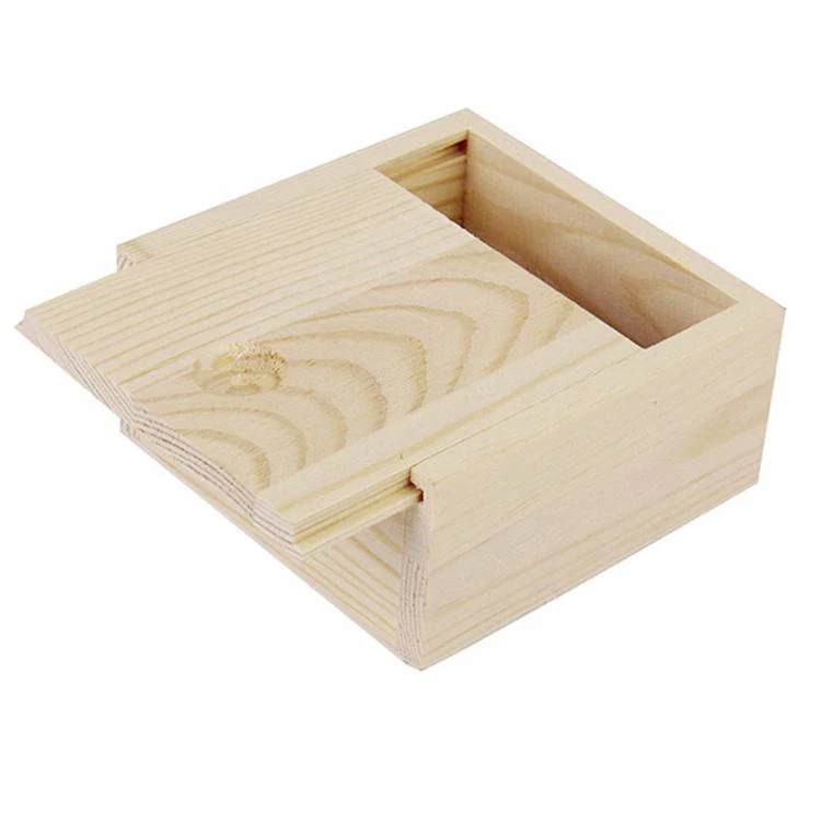 Custom Cheap Unfinished Wood Gift Package Box With Sliding Lid
