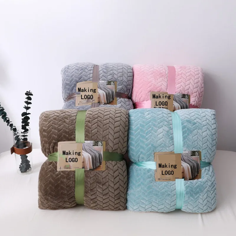 China factory wholesale custom super soft plaid flannel blanket coral fleece blanket