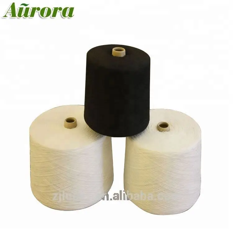 NE30/1 Raw white 65/35 polyester market cotton waxed knitting yarn conductive yarn for circular knitting yarn