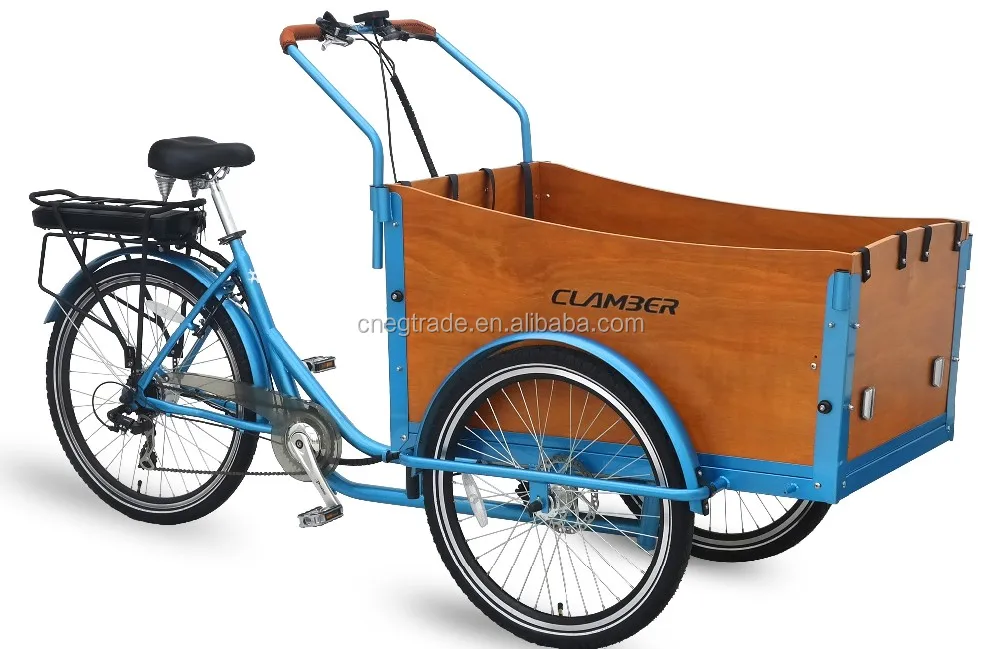 Front hydraulic disc brake three wheel electric family cargo bike for sale