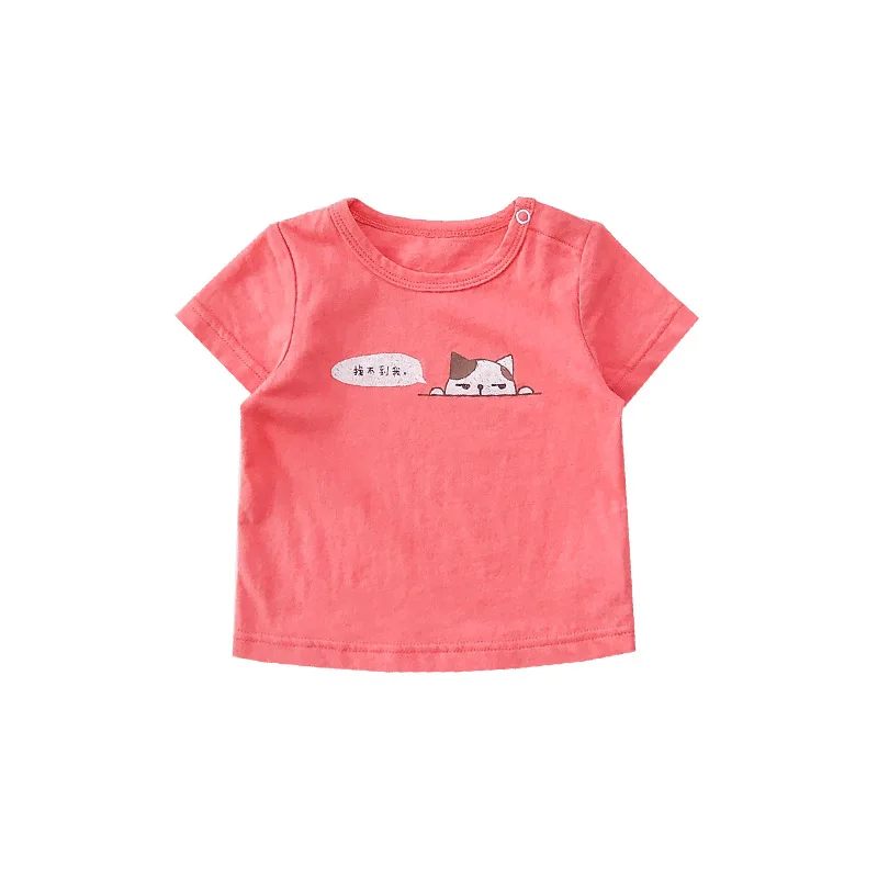 
baby clothing Neonatal clothes Summer-style round collar plain-color casual jacket Baby T-shirt 