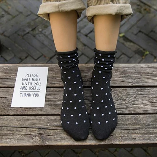 Summer Japanese Cute Dots Cotton Girls Socks Teen Tube Socks