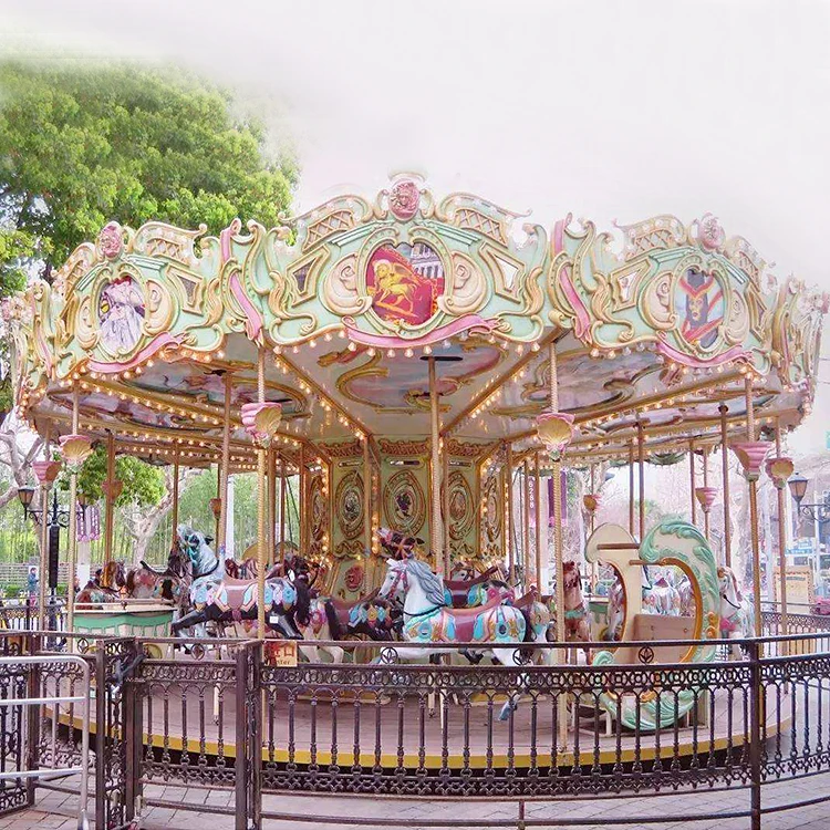 High quality 16 seats animals theme outdoor ground carousel rides