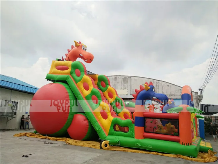 Hot Selling High Quality Inflatable Dragon Dinosaur Movable Mouth Big Slide Playground