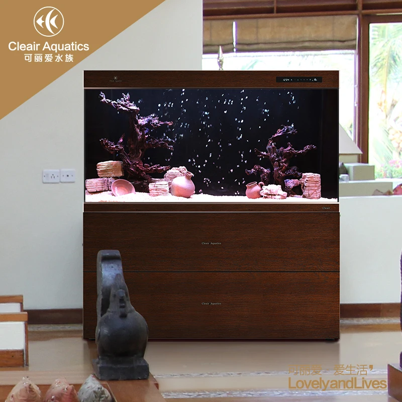 Best-selling Cleair Wood grain surface plant glass aquarium with T8 lamp