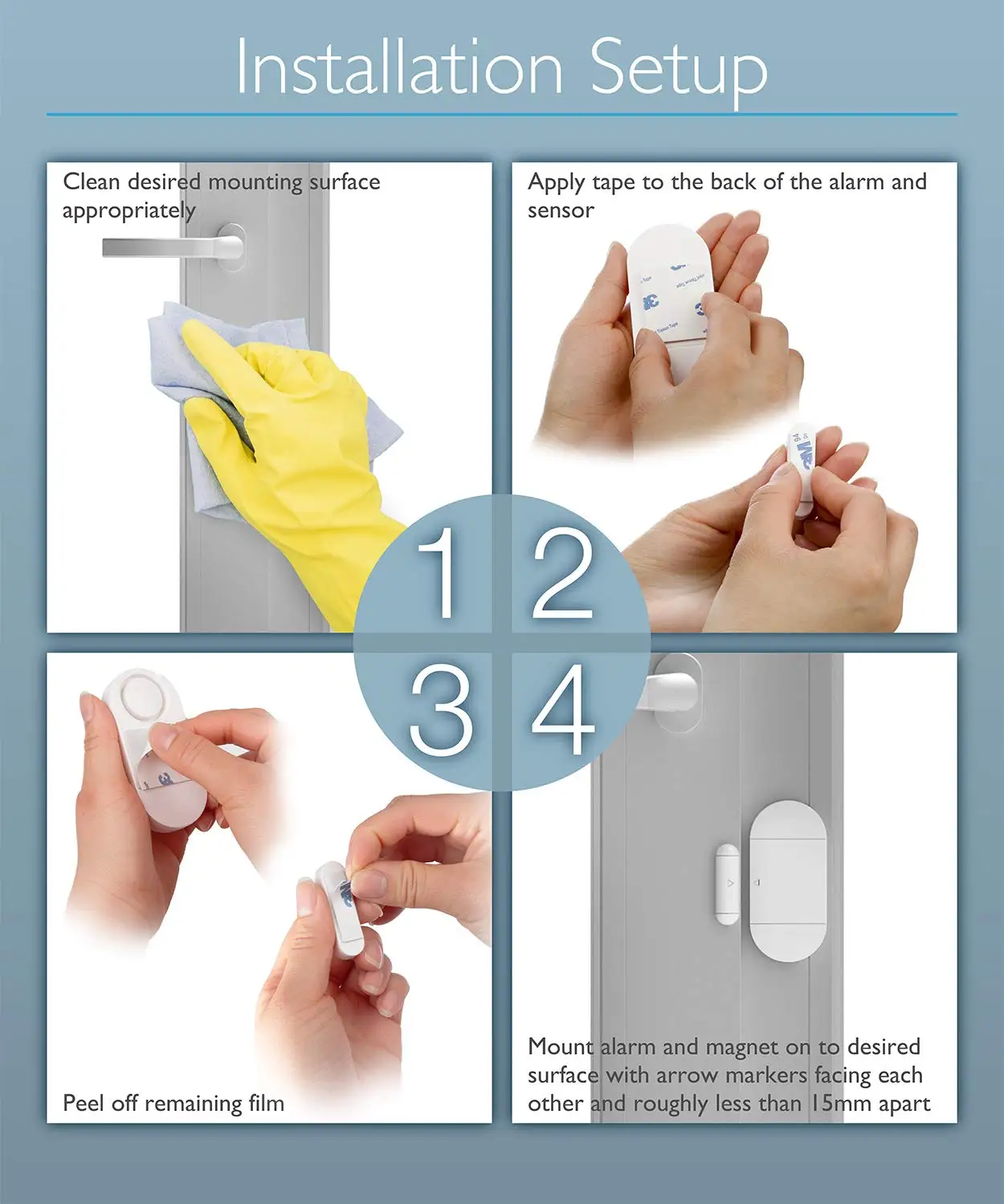 Vabiration Window Security Alarm White 130db Outdoor Remote Control Wireless Beep Sopund System Home Safety