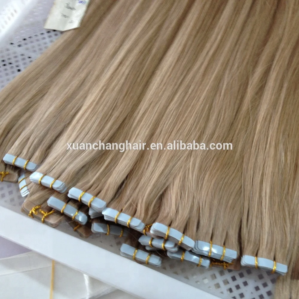 Wholesale human hair extension double drawn 100% remy human natural hair color tape hair extension