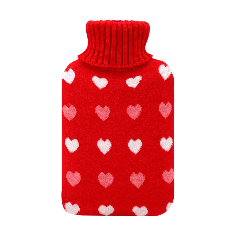 
2 litre hot water bottle red quality for pain with knitted cloth cover 