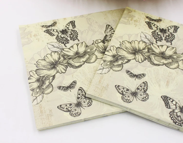 Butterfly Paper Napkin Festive & Party Tissue Napkin Decoration Guardanapo 33cm*33cm Or Custom Napkins