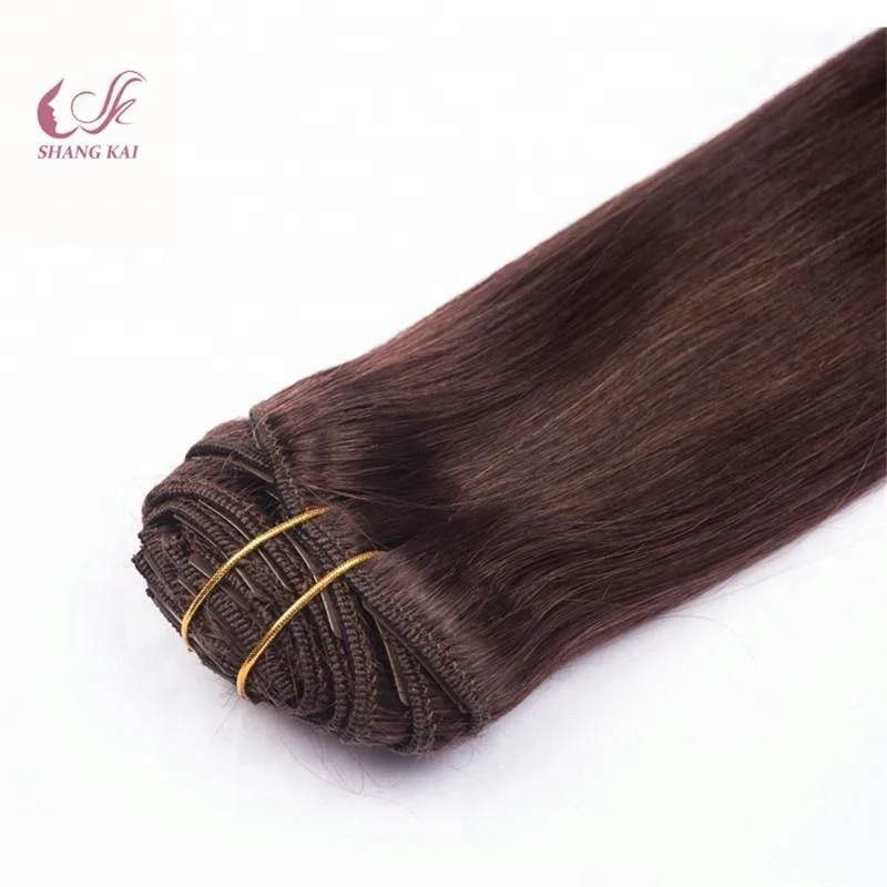 Factory Double Drawn Clip-ins Extension 100% Natural Virgin Raw Human Hair Clip In Hair Extention