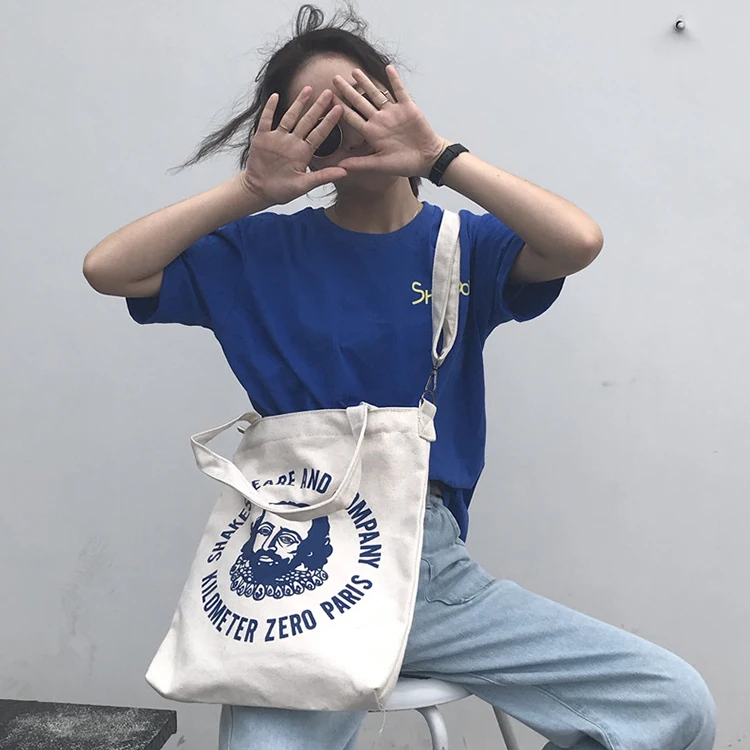 Vintage large capacity cartoon letter printing canvas messenger bags wholesale