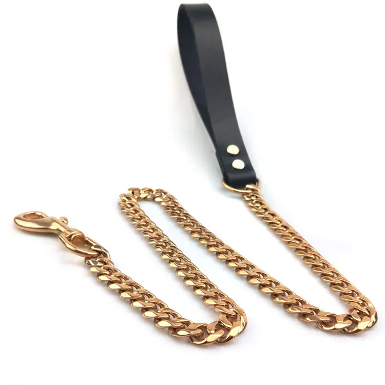 Pet supplies swivel hook strong leather handle dog chain leash