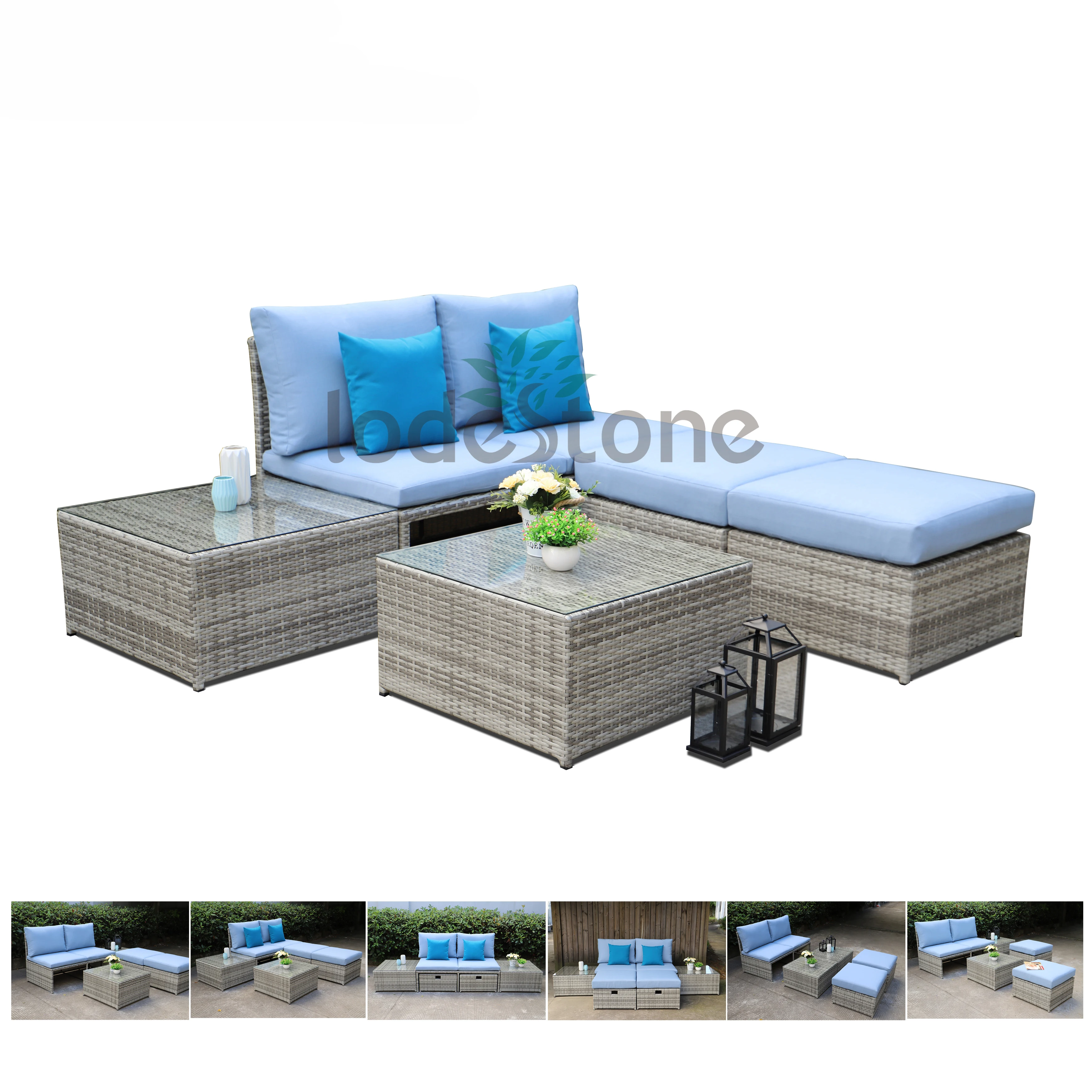 Morden multifunctional sofa set new designs 2018 rattan furniture balcony corner sofa set