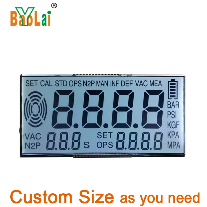 Monochrome LCD Manufacturer  custom TN HTN STN FSTN VA 7 segment LCD Display for Temperature Energy meter with LCD backlight