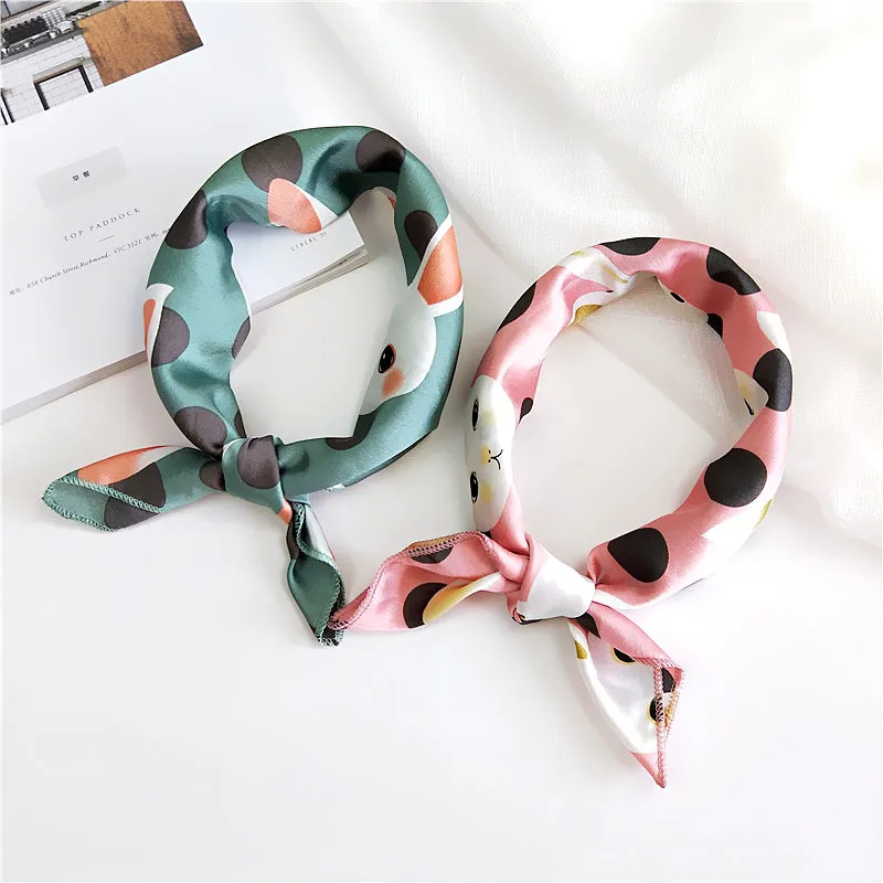 Square Scarf For Business Party Women Elegant Small Vintage Skinny Retro Head Neck  silk  Satin Scarf Neckercheifs