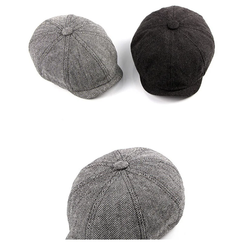 China suppliers winter wool peaky blinders hat flat cap for men cowboy newsboy hat ivy cap