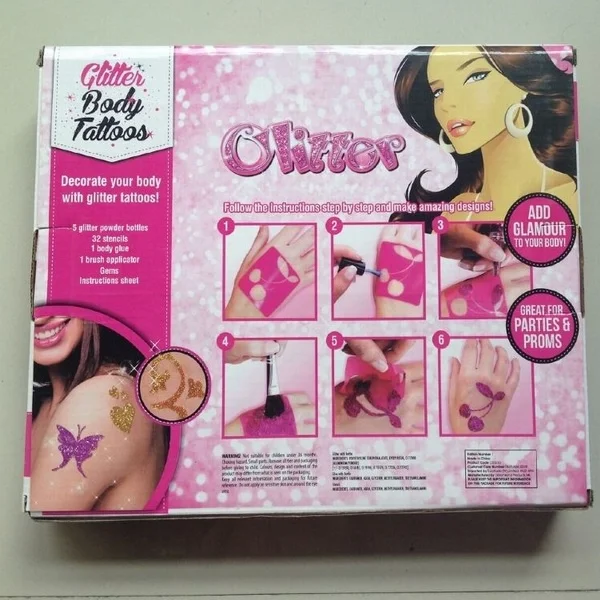 kids DIY  glue art glitter body tattoo kit