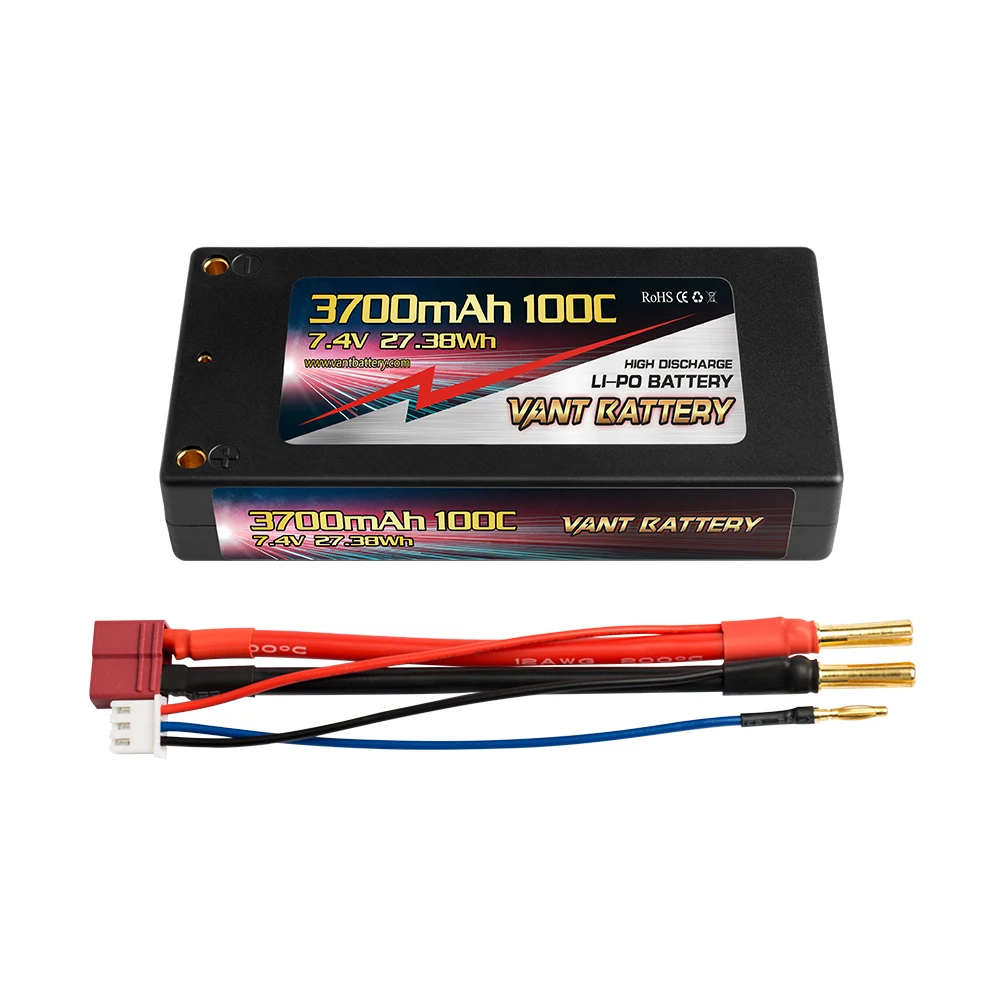 Vant 2S Lipo Battery 7.4V 3700mah 100C LCG Hard Case with Deans Plug for RC Truck/ Airplane /Drone /FPV /Racing