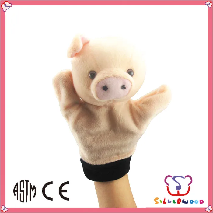 ICTI Factory new design cute animal plush pig hand puppet toy