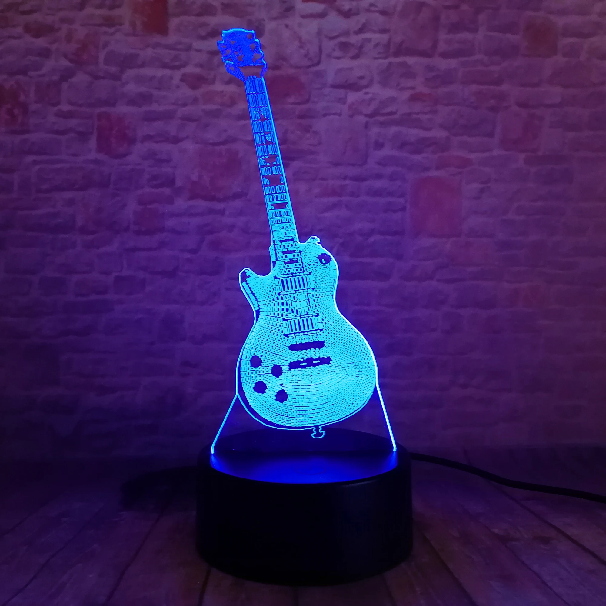 Luminous Bass Guitar Action Figure 3D Illusion LED NightLight Colorful Touch Flash Fairy Light Action & Toy Figures Child Gifts