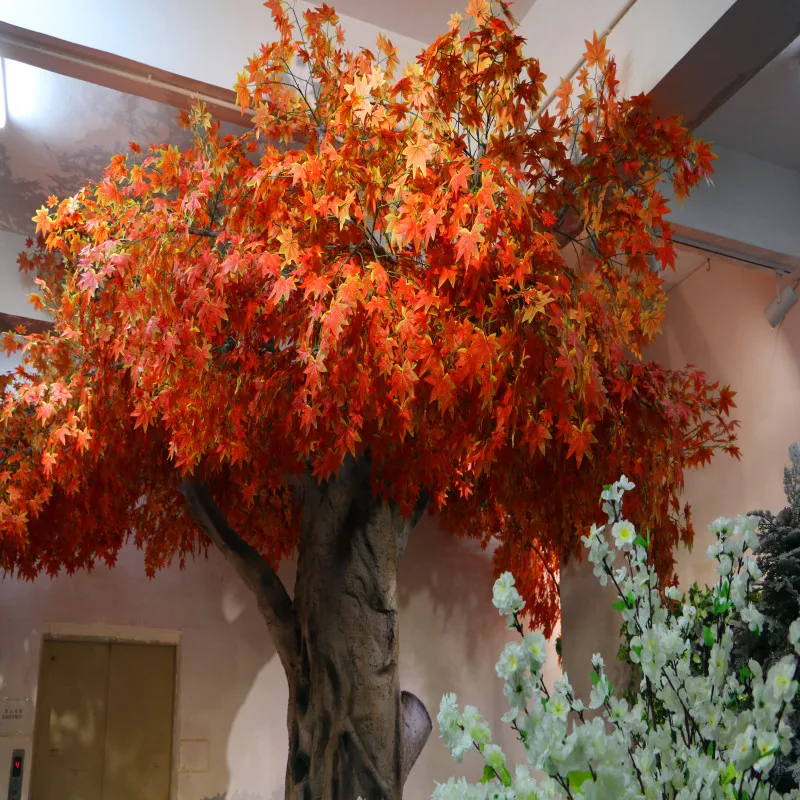 cheap outdoor decorative large autumn japanese red yellow leaves plant plastic artificial maple trees