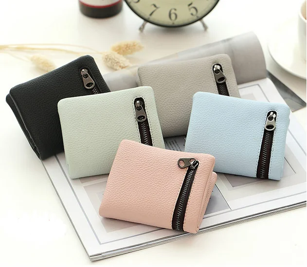 hot sell mini pu leather card holder pocket money woman wallet